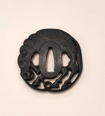 Iron Tsuba Kawari gata Representing A Horse. Weapons, Saber. Edo Japan