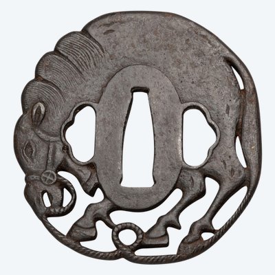 Iron Tsuba Kawari gata Representing A Horse. Weapons, Saber. Edo Japan