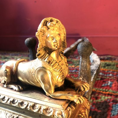 Pair Of Sphinx Andirons, Regency period