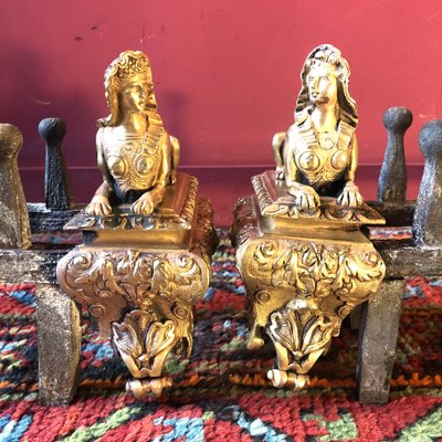 Pair Of Sphinx Andirons, Regency period