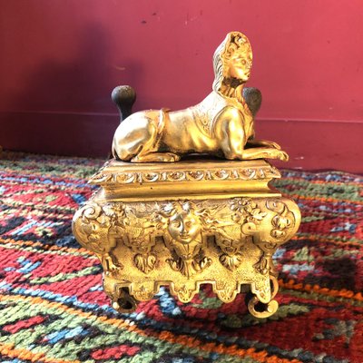 Pair Of Sphinx Andirons, Regency period