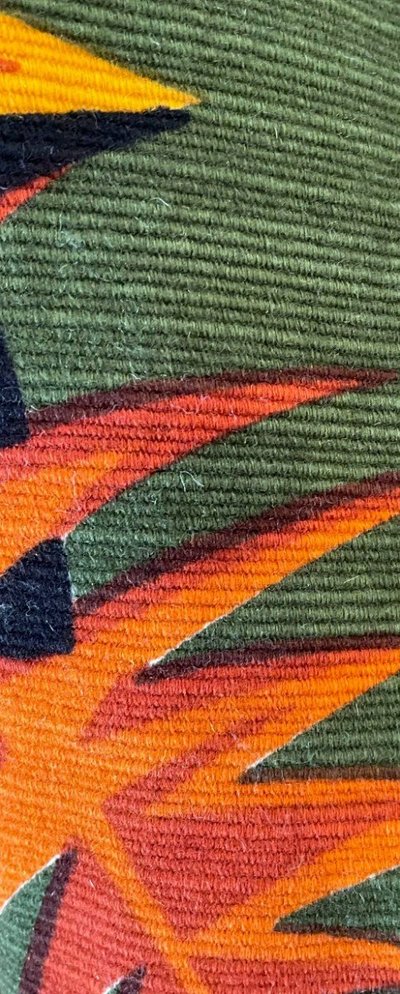Hervé LELONG (1937) "l'île Heureuse", Hand-Printed Panel on Wool Fabric