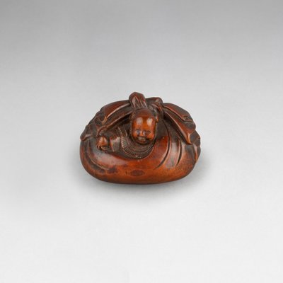 Netsuke – Petit Modèle Représentant Un Karako, Sac d'Hoteï Japon Edo