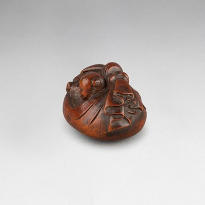 Netsuke – Petit Modèle Représentant Un Karako, Sac d'Hoteï Japon Edo