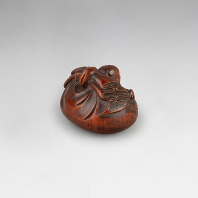 Netsuke – Petit Modèle Représentant Un Karako, Sac d'Hoteï Japon Edo