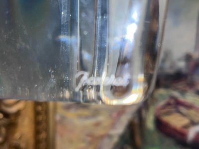 BACCARAT - Large Free Form Crystal Soliflore Vase. H32 Cm Signed
