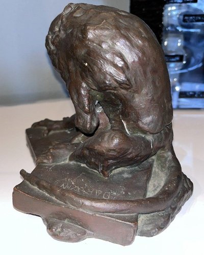 Édouard Paul MÉRITE (1867 - 1941)  "La Puce"  Sculpture En Plâtre Patiné  Signée