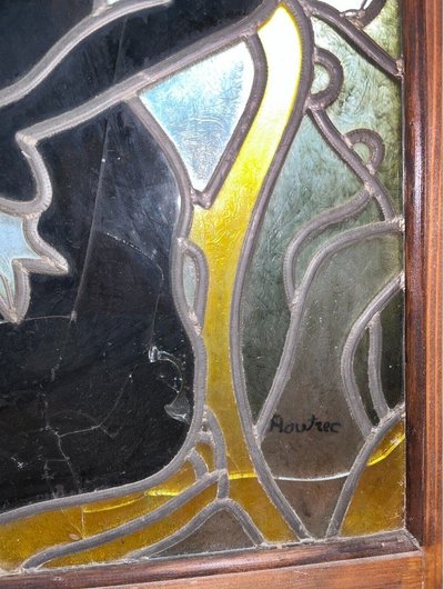 Tolosa LAUTREC Grande vetrata Art Nouveau Il divano giapponese H. 90 X L. 70 Cm