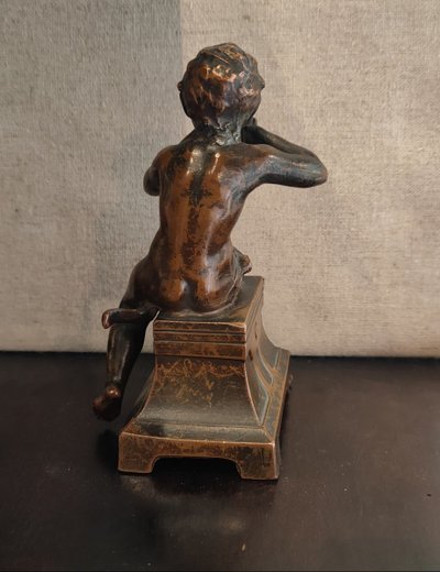 Bronzo, Scultura, Bambino con flauto, Ragazzo, Rame, XIX secolo