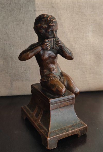Bronzo, Scultura, Bambino con flauto, Ragazzo, Rame, XIX secolo