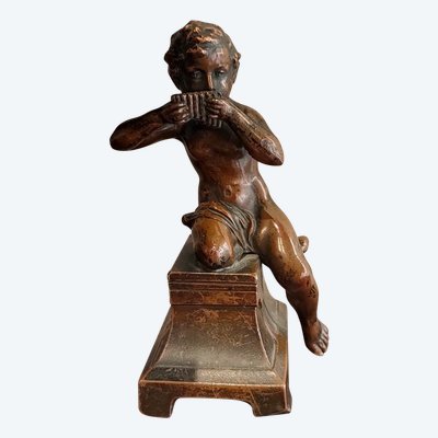 Bronzo, Scultura, Bambino con flauto, Ragazzo, Rame, XIX secolo