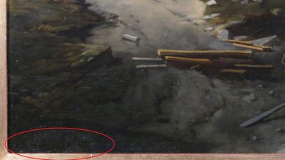 J. J. BAHANS 1834-1856 Normandia, villaggio di scalpellini, paesaggio, dipinto, 1855