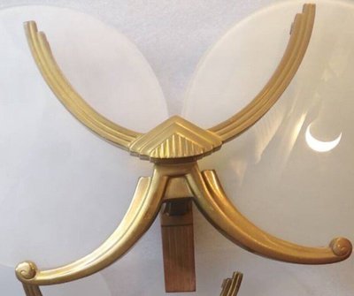 Art Deco Wall Lights In Gilded Metal And Three Glass Plates (Perzel Style)
