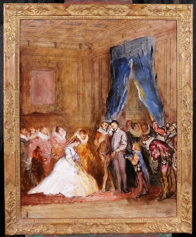 Arnold SCHEFFER 1839-1873 Heinrich III., sein Mignon und sein Hofstaat, Gemälde, Skizze, um 1865