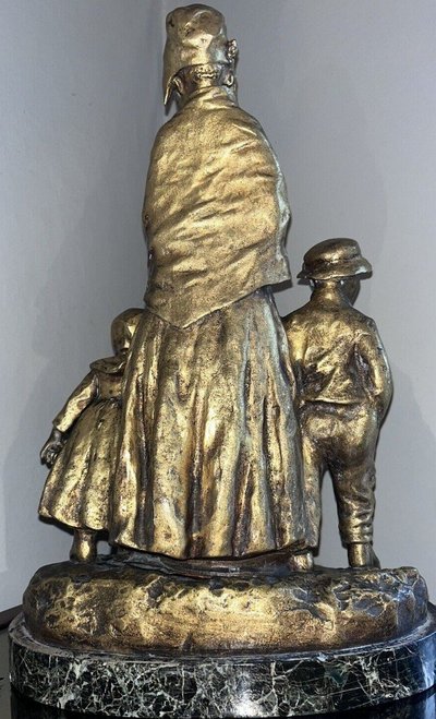 Joseph d'ASTE (1881-1945)  La Fête Au Village, Groupe En Bronze Doré   Signé