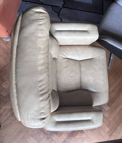 RING MOBEL FABRIKK Scandinavian Leather Office Chair with Aluminium Frame Circa 1970
