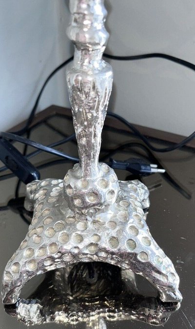 Fondica & Mathias. Grande Lampe Palme En Bronze Argenté (rare) Signée Et Numéro