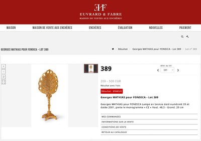 Fondica & Mathias. Grande Lampe Palme En Bronze Argenté (rare) Signée Et Numéro
