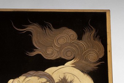 Suzuribako - Japanese Shishi Lacquer Writing Case, Meiji Japan