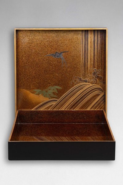 Suzuribako - Japanese Shishi Lacquer Writing Case, Meiji Japan