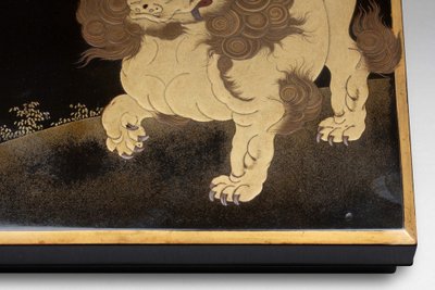 Suzuribako - Japanese Shishi Lacquer Writing Case, Meiji Japan