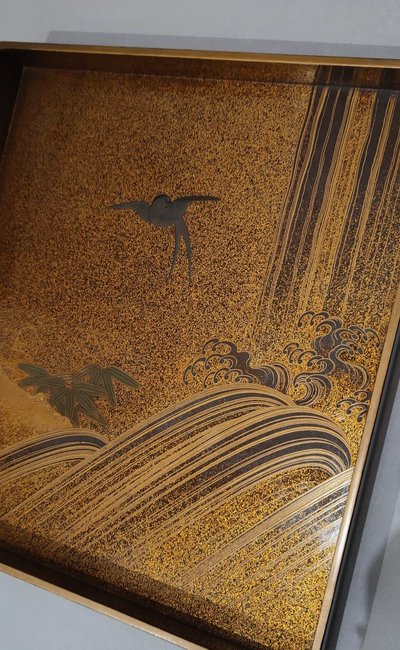 Suzuribako - Japanese Shishi Lacquer Writing Case, Meiji Japan