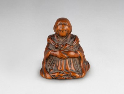 Netsuke - Saigyo Hoshi Looking at Fuji. Japan Edo