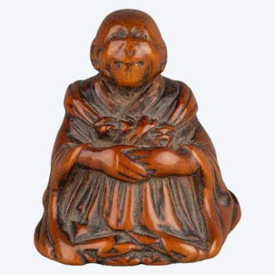 Netsuke - Saigyo Hoshi Looking at Fuji. Japan Edo
