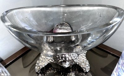 FONDICA & MATHIAS Rare Set Of Four Silvered Bronze And Crystal Pieces