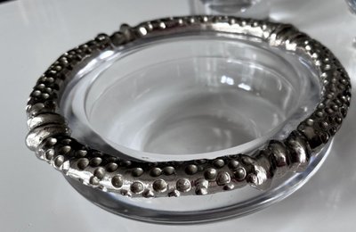 FONDICA & MATHIAS Rare Set Of Four Silvered Bronze And Crystal Pieces