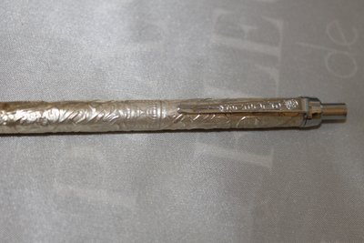 Waterman gold-plated ballpoint pens in box and Globus Judaica silver pen, 20th c.