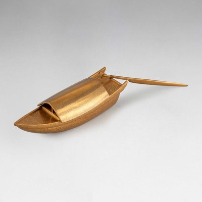 Kobako - Seltenes Modell in Form eines Bootes aus Goldlack. Japan Edo