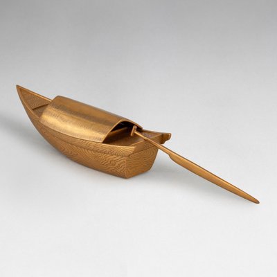 Kobako - Seltenes Modell in Form eines Bootes aus Goldlack. Japan Edo