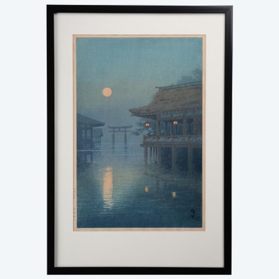 Yuhan Ito (1867 – 1942) Pleine Lune à Miyajima Estampe japonaise. Japon