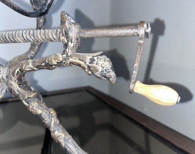 Antique Art Nouveau Bronze Wine Server with Vine Decor on Goat Legs