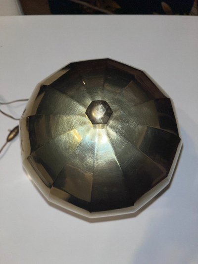 MORAND Paris   Grande Lampe De Bureau  Doré Moderniste à Cache-ampoule Hémisphérique Orientable