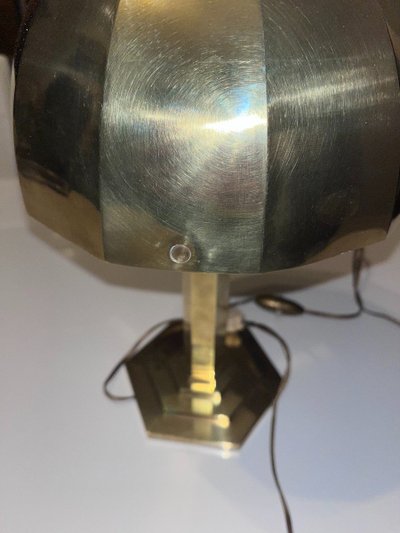 MORAND Paris   Grande Lampe De Bureau  Doré Moderniste à Cache-ampoule Hémisphérique Orientable