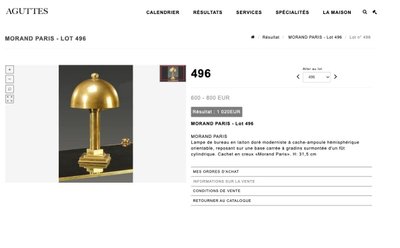 MORAND Paris   Grande Lampe De Bureau  Doré Moderniste à Cache-ampoule Hémisphérique Orientable