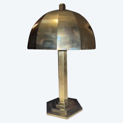 MORAND Paris   Grande Lampe De Bureau  Doré Moderniste à Cache-ampoule Hémisphérique Orientable