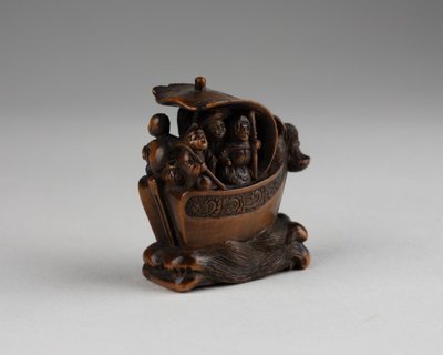 Netsuke - Shichifukujin Takarabune, Barca degli Dei della Felicità. Edo Giappone