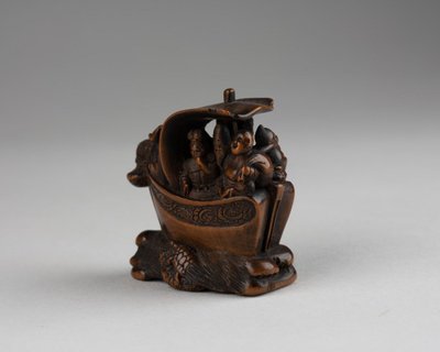 Netsuke - Shichifukujin Takarabune, Barca degli Dei della Felicità. Edo Giappone
