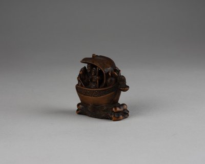 Netsuke - Shichifukujin Takarabune, Barca degli Dei della Felicità. Edo Giappone