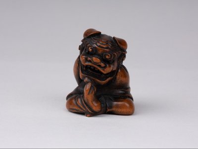 Netsuke En Bois Sculpté Par Sukeyuki - Danseur De Shishimaï. Japon Edo