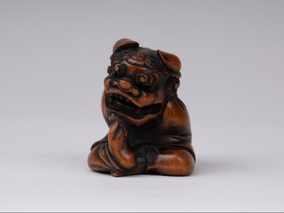 Netsuke En Bois Sculpté Par Sukeyuki - Danseur De Shishimaï. Japon Edo