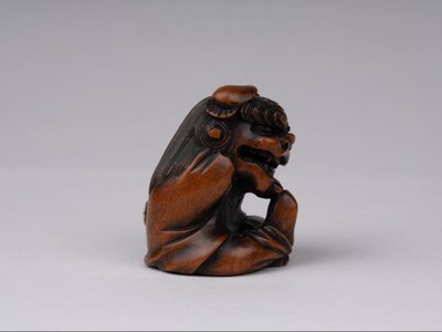 Netsuke En Bois Sculpté Par Sukeyuki - Danseur De Shishimaï. Japon Edo