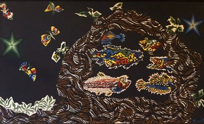 Jean LURCAT (1892-1966) Fonds Marins.   Stampa su tessuto che ha conservato i suoi splendidi colori