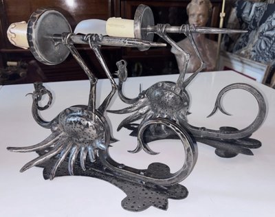 Alessandro MAZZUCOTELLI (1865-1938) (zugeschrieben zu) Wandleuchte Aus Schmiedeeisen Drachen