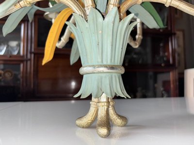 Maison BAGUES Lustre En Bronze, Laiton Et Métal Polychrome En Forme De Bambou à 6 Lumières