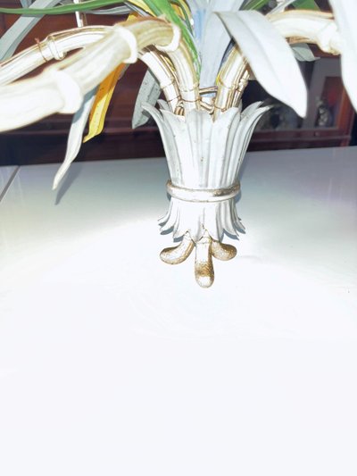 Maison BAGUES Lustre En Bronze, Laiton Et Métal Polychrome En Forme De Bambou à 6 Lumières