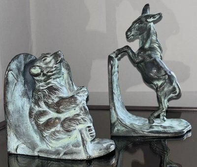 BOFILL Antoine ( 1875-1939 ) Pair Of Bronze Animal Bookends Signed